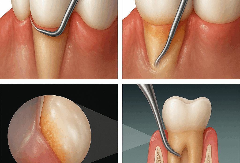 Perioscope gum disease treatment illustration showing dental cleaning beneath the gumline at Dr. Friedberg & Associates