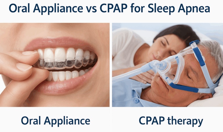 Oral appliance therapy vs CPAP machine comparison for sleep apnea treatment