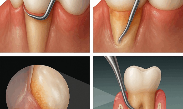Perioscope gum disease treatment illustration showing dental cleaning beneath the gumline at Dr. Friedberg & Associates